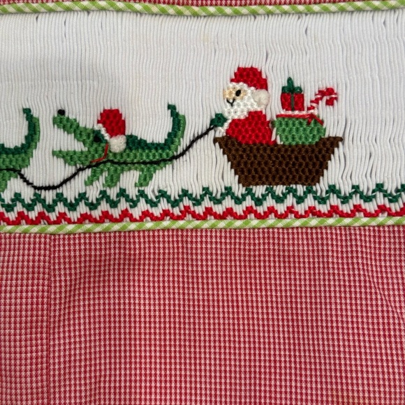 Firefly Lane Smocked Jon Jon Christmas Santa Alligator Florida Gator - Picture 3 of 6